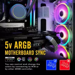 Комплект вентилатори EZDIY-FAB Moonlight White RGB PWM 120mm - 6 Pack                          
