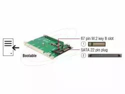 Конвертор DeLock, 2.5" SATA 22 pin - M.2 key B - 7 mm