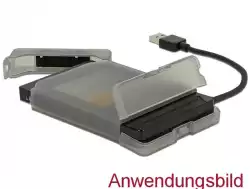 Конвертор Delock, USB 3.0 Type-A мъжко - SATA 6 Gb/s 22 pin, 2.5″ защитен калъф