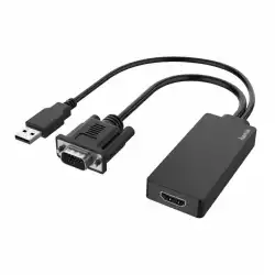 Конвертор HAMA, VGA+USB мъжко - HDMI женско, Full HD 1080p, Черен                          