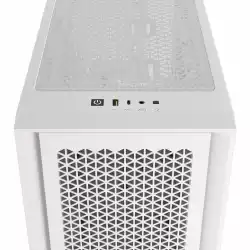 Кутия Corsair iCUE 4000D RGB Airflow Mid Tower, Tempered Glass, Бяла