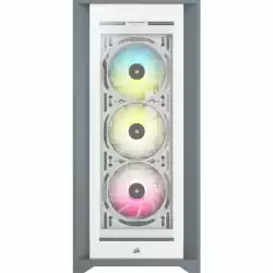 Кутия Corsair iCUE 5000X RGB Mid Tower, Tempered Glass, Бяла