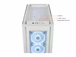 Кутия Corsair iCUE 5000X RGB QL Edition Mid Tower, Tempered Glass, Бяла