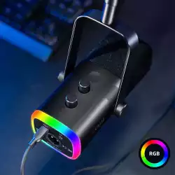 Микрофон със стойка FIFINE AM8T Dynamic RGB - Black