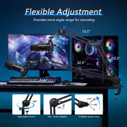 Микрофон със стойка FIFINE T658 Dynamic RGB - Black