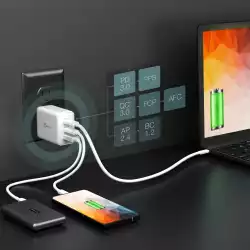 Мрежово зарядно j5create JUP3365E 65W, 3 порта, USB-C, USB-A                          