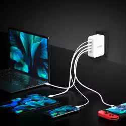 Мрежово зарядно j5create JUP43130E 130W, 4 порта, USB-C, USB-A                          