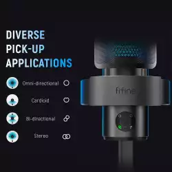 Настолен микрофон FIFINE A9 RGB 4 Polar Patterns- Black