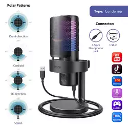 Настолен микрофон FIFINE A9 RGB 4 Polar Patterns- Black