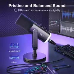 Настолен микрофон FIFINE AM8 Dynamic RGB XLR/USB- Black