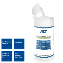 Почистващи кърпи ACT AC9515, За клавиатури, LCD монитори, 100 бр.