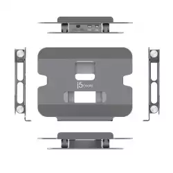 Поставка за лаптоп с докинг станция j5create JTS427, до 16", USB-C, HDMI, 4K