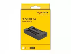 RGB хъб Delock, 10 портов ARGB LEDs, Черен