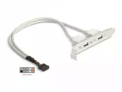 Скоба Delock, За монтаж в PC, USB 10 pin към 2 x USB 2.0 type A                          