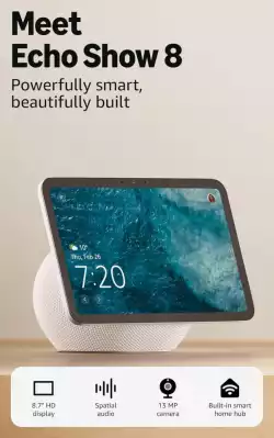 Смарт дисплей Amazon Echo Show 8 (Gen 4), 8", 3D-audio, бял