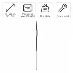 Стенна стойка за TV HAMA, 229 см (90") до 60 кг, 220815