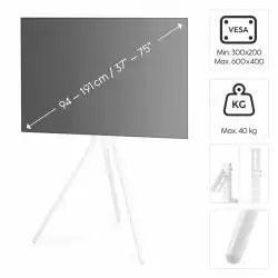 Стойка за TV Easel Design , до 191см / 75"/, до 40кг, бял