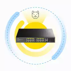 Суич Cudy FS1018PS1, 16 x 10/100 PoE+ Switch 190W, 2 x Gigabit порта, 1 x SFP Slot