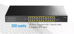 Суич Cudy GS1028PS2, 24 портов, 10/100/1000, 24× GbE with 802.3at/af PoE, 2× Uplink SFP, Default/VLAN/Extend Modes , за 19" rack