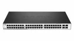 Суич D-Link DGS-1210-52, 48 портов 10/100/1000 Base-T port with 4 x 1000Base-T /SFP ports, управляем, за монтаж в шкаф