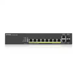 Суич ZyXEL GS-2220-10HP, 10 портов Layer2+, 8x Gigabit PoE + 2x Gigabit combo (RJ45/SFP), управляем                          