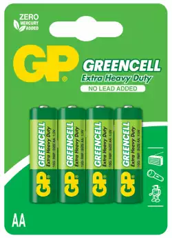 Цинк карбонова батерия GP R6  GREENCELL 15G-U4 /4 бр. в опаковка/ blister 1.5V                          