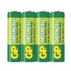 Цинк карбонова батерия GP R6  GREENCELL 15G-S4 /4 бр. в опаковка/ shrink 1.5V