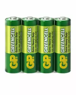 Цинк карбонова батерия GP R6  GREENCELL 15G-S4 /4 бр. в опаковка/ shrink 1.5V                          