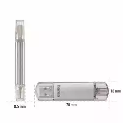 USB памет HAMA Тип USB-C/USB-A 3.0 Laeta, 32GB, 40 MB/s, silver