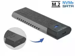 Външна стойка Delock, За M.2 NVMe PCIe или SATA SSD, USB-C 3.2 Gen 2, Инсталация без инструменти                          