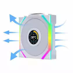 Вентилатор Lian Li UNI FAN SL Wireless LCD Reverse Blade ARGB PWM - 120 mm Бял