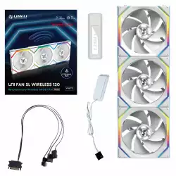 Вентилатори 3бр Lian Li UNI FAN SL Wireless ARGB PWM Reverse Blade - 120 mm Бели + Контролер
