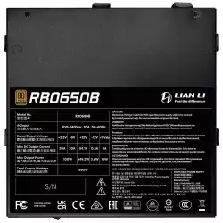 Захранващ блок Lian Li RB650B Black 650W 80+ Bronze PCIe 5.1, ATX 3.1                          