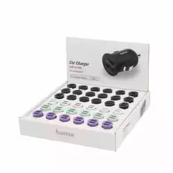 Зарядно за кола HAMA, 2 x USB, 2.4 A, Различни цветове                          