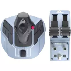 Жичен джойстик Thrustmaster TCA Officer Pack Airbus Edition, авиосимулатор за PC, Черен/Син