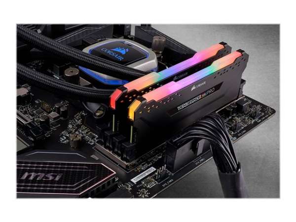 CORSAIR 16GB RAMKit 2x8GB DDR4 3000MHz 2x288 DIMM Unbuffered 15-17-17-35 Vengeance RGB Pro Black Heat Spreader RGB LED 1.35V XMP2.0