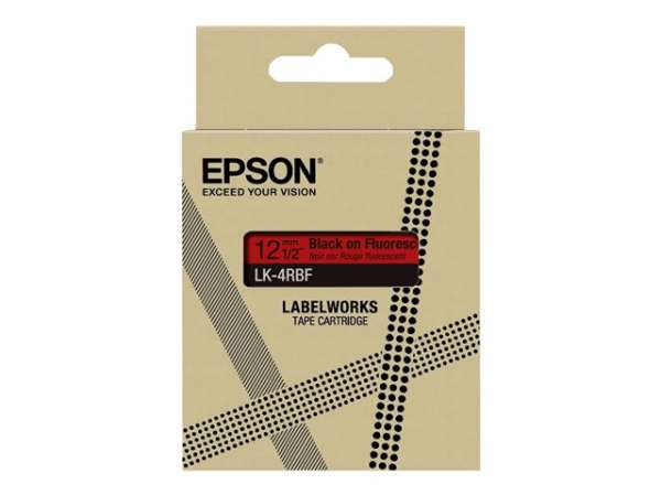 EPSON Colour Tape Fluorescent Red/Black 12mm 5m LK-4RBF