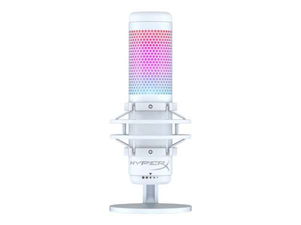 HP HyperX QuadCast S Microphone Stereo Omnidirectional Cardioid Bidirectional modes compatible PC Playstion and Mac White