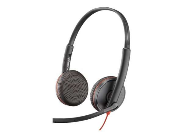 HP Poly Blackwire C3225 Blackwire 3200 Series headset on-ear wired active noise cancelling 3.5mm jack black