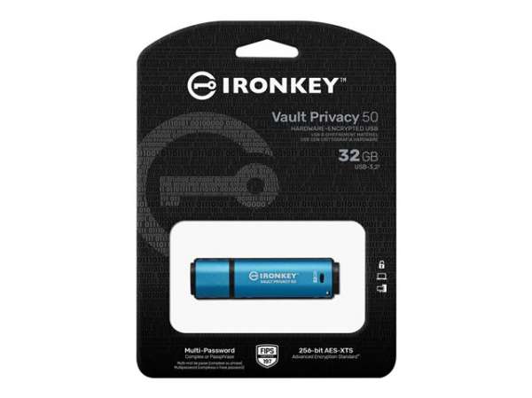 KINGSTON 32GB IronKey Vault Privacy 50 USB AES-256 Encrypted FIPS 197 KINGSTON 32GB IronKey Vault Privacy 50 USB AES-256 Encrypted FIPS 197
