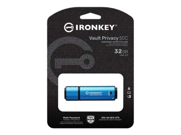 KINGSTON 32GB USB-C IronKey Vault Privacy 50C AES-256 Encrypted FIPS 197 KINGSTON 32GB USB-C IronKey Vault Privacy 50C AES-256 Encrypted FIPS 197