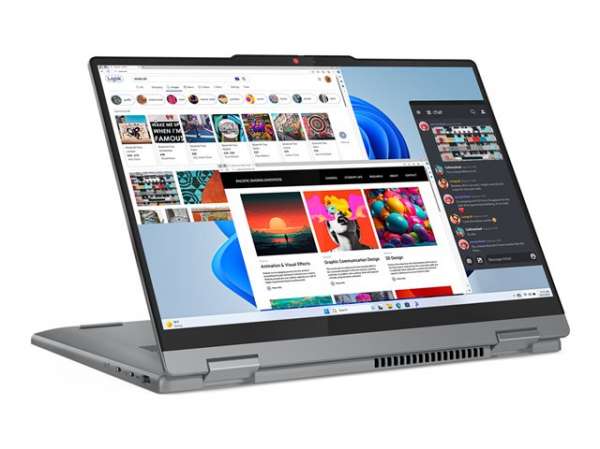 Лаптоп LENOVO IdeaPad 5 2-in-1 AMD Ryzen 7 8845HS 14inch WUXGA OLED 400N Touch 16GB DDR5 1TB PCIe W11H Luna Grey 2y + Pen
