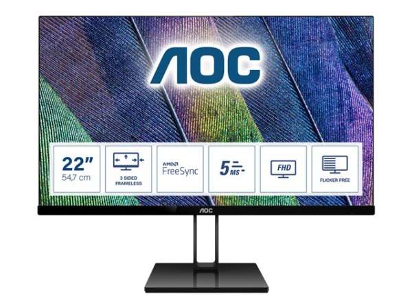 Монитор AOC 22V2Q LCD 21.5inch 16:9 IPS Full HD 250 cd/m2 5ms HDMI/ MHL DP