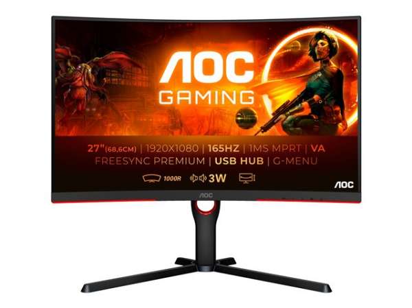 Монитор AOC C27G3U/BK 27inch FHD VA 165Hz 4ms 250cd/m2 HDMIx2 DP USB 3.2x4