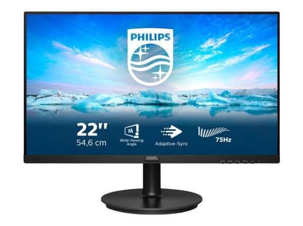 Монитор PHILIPS 222V8LA/00 21.5inch VA LCD FHD 1920x1080 16:9 3000:1 250cd/m2 75Hz 4ms GtG VGA HDMI 1.4 DP1.2 3 year warranty