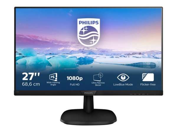 Монитор Philips 27 LED IPS, Full HD, VGA, DVI, HDMI, Black