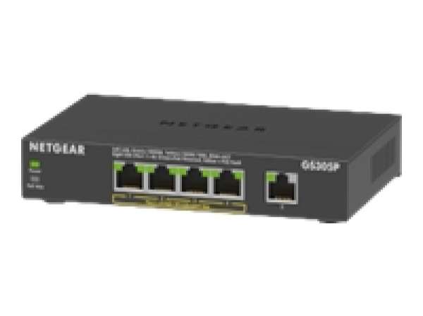 NETGEAR GS305P 5-Port Gigabit PoE Unmanaged Switch with 4 PoE ports desktop metal housing fanless PoE budget 63W