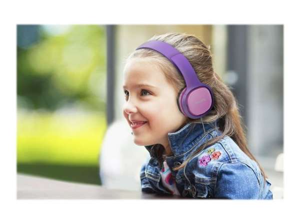 PHILIPS Kids headphones sized for kids maximum volume limited pink/purple PHILIPS Kids headphones sized for kids maximum volume limited pink/purple