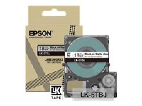EPSON Matte Tape Clear/Black 18mm 8m LK-5TBJ EPSON Matte Tape Clear/Black 18mm 8m LK-5TBJ