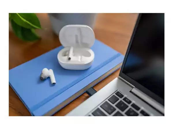 HP Poly Voyager Free 60+ UC M White Sand Earbuds +BT700 USB-C Adapter +Touchscreen Charge Case